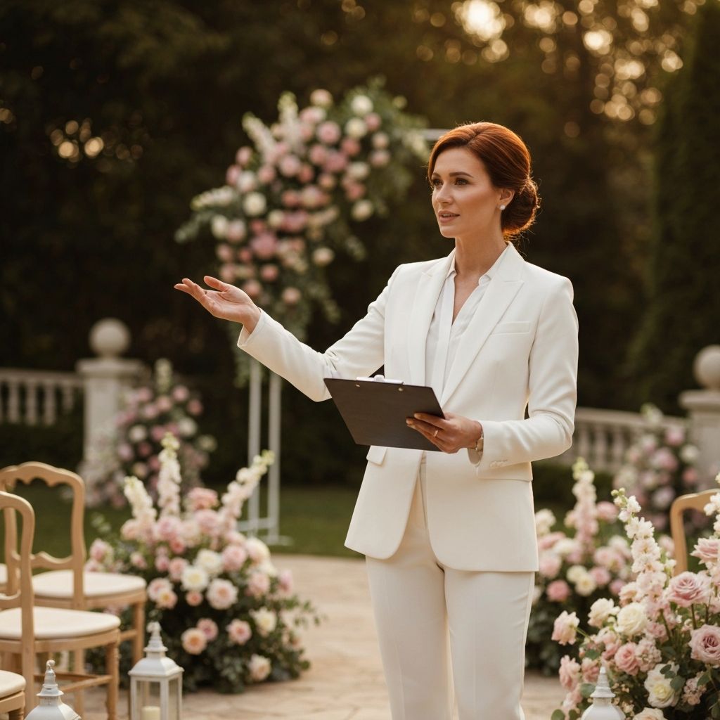 Wedding coordinator directing the ceremony